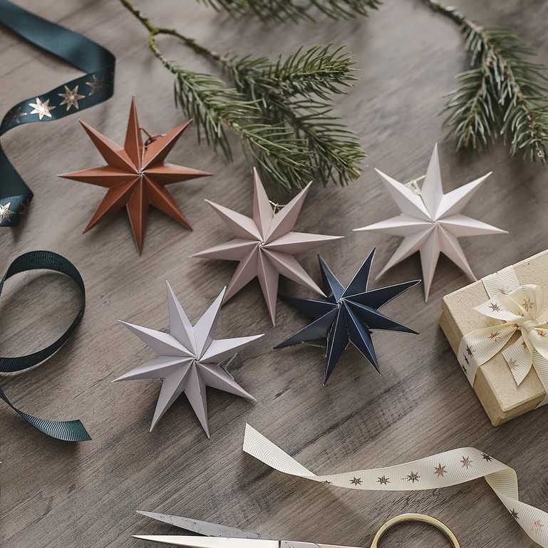 3D Eco-Friendly Copper Paper Star Christmas Tree Decorations
