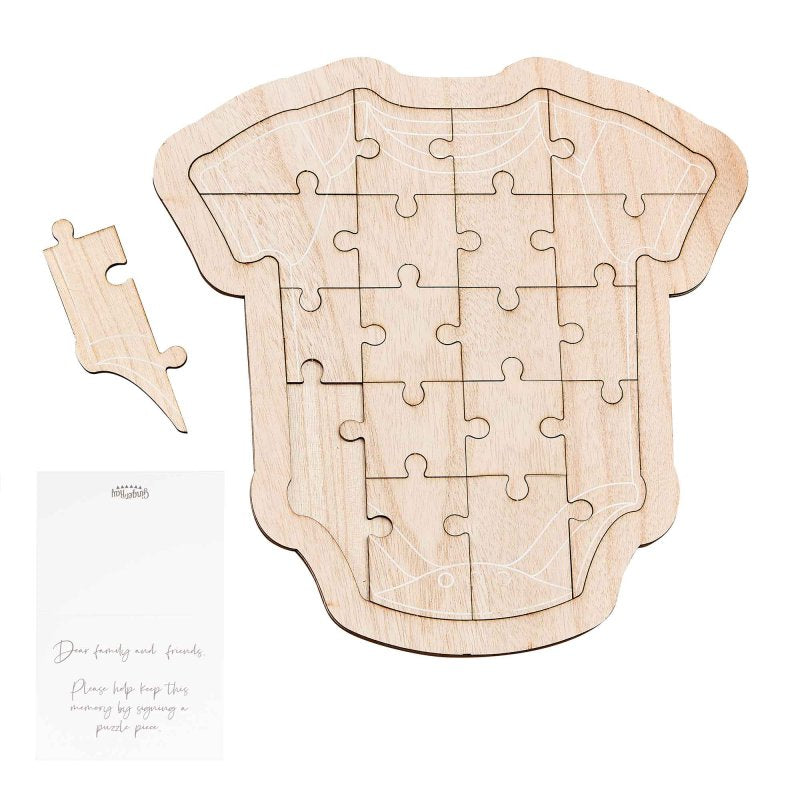 baby wooden jigsaw memory guest book keepsake gift memory baby shower gender reveal game