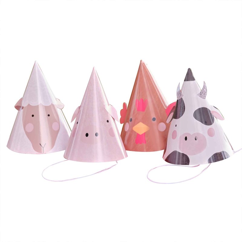 farm animal barnyard birthday party theme paper party hats for kids and children