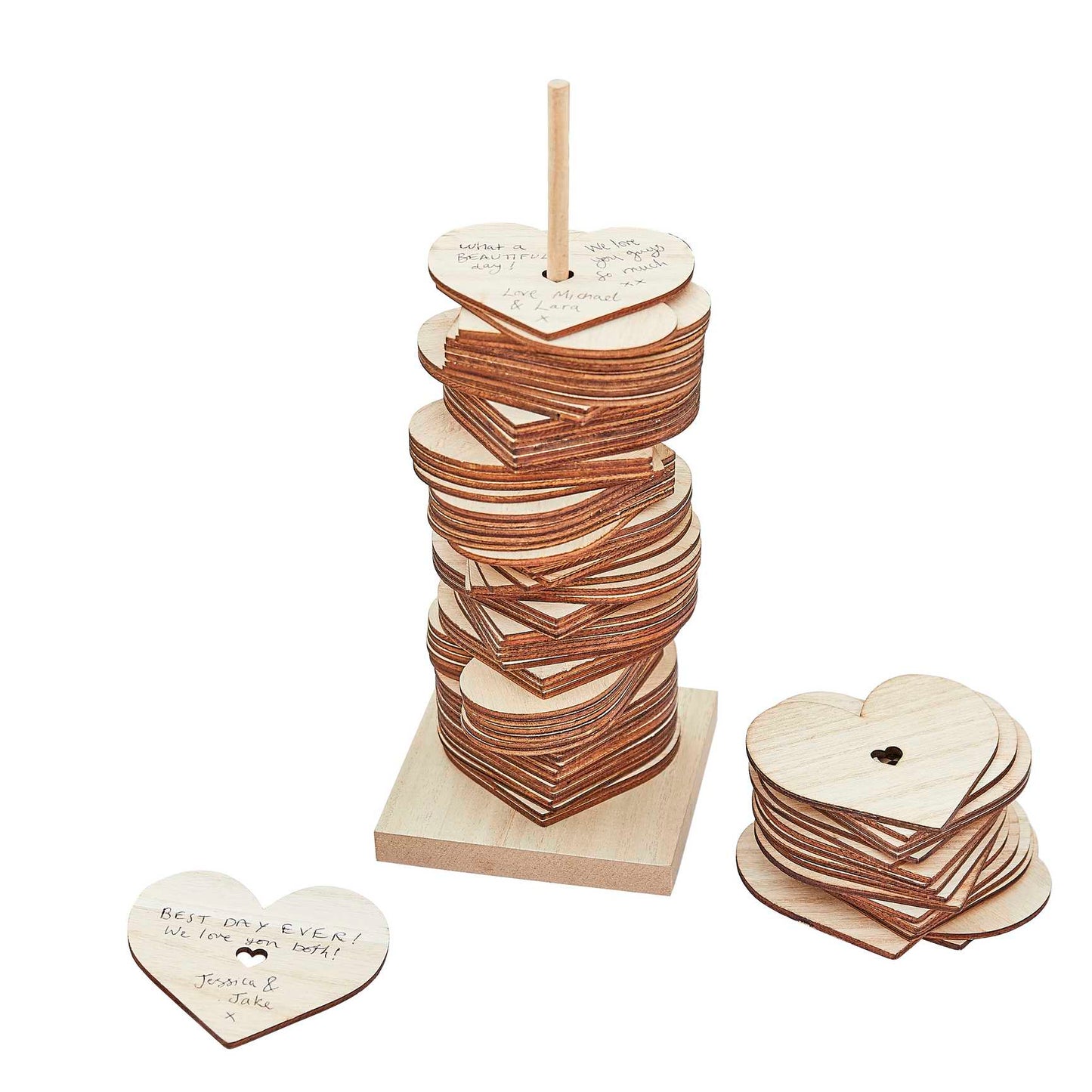 wooden love heart stack guest book wedding engagement party keepsake idea