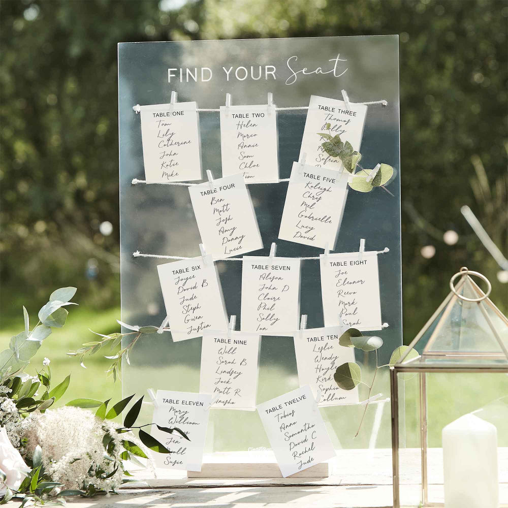 clear acrylic wedding seating chart plan sign