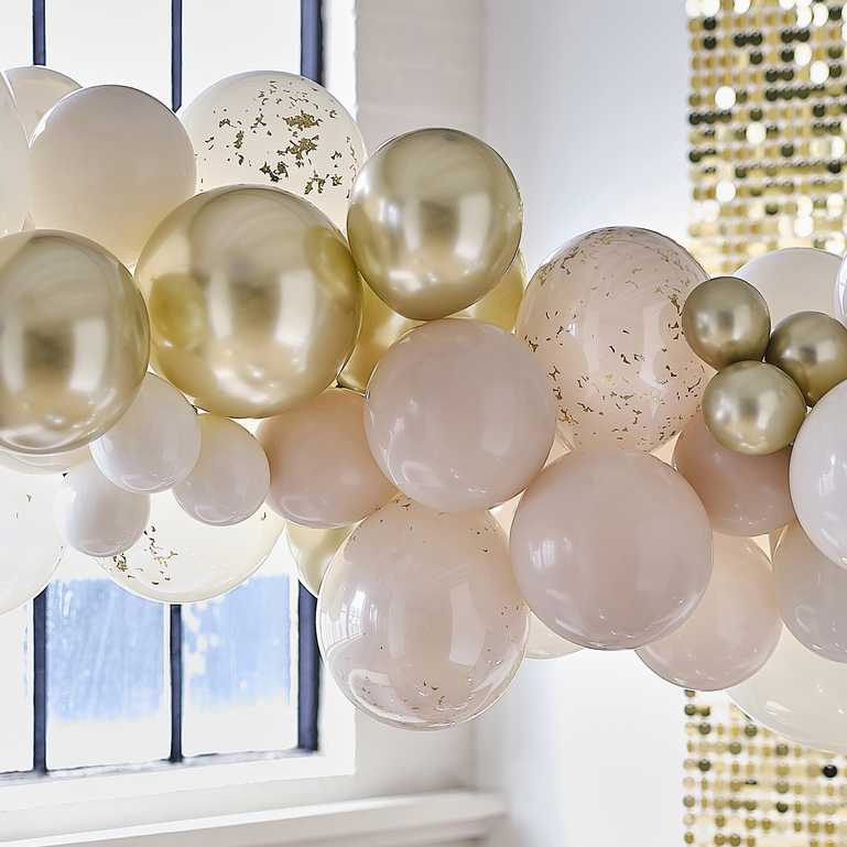 DIY Gold & Neutral Nude Balloon Garland Arch Kit