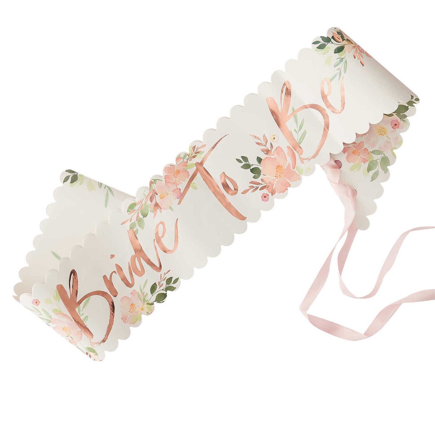 bride to be sash rose gold floral flower design for bridal shower bachelorette or hens party gift for the bride