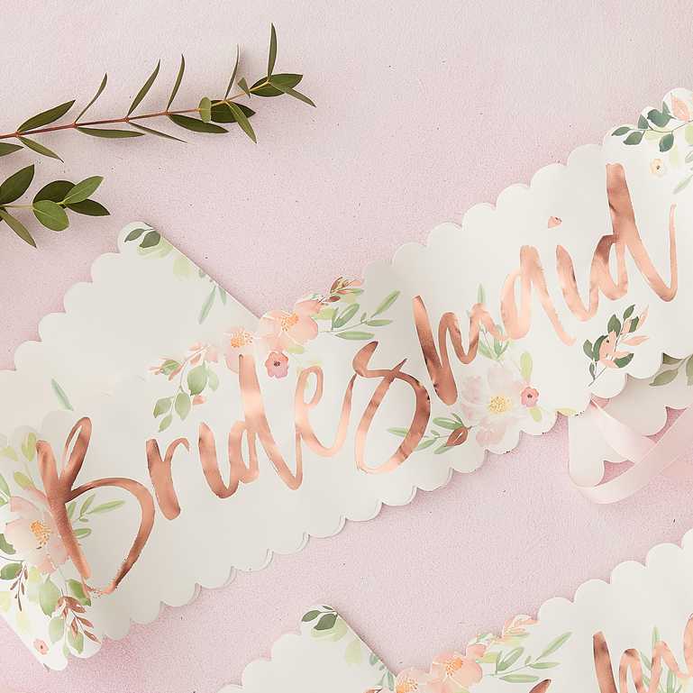 bridesmaid floral flower party sash bachelorette party bridal shower hens party gifts