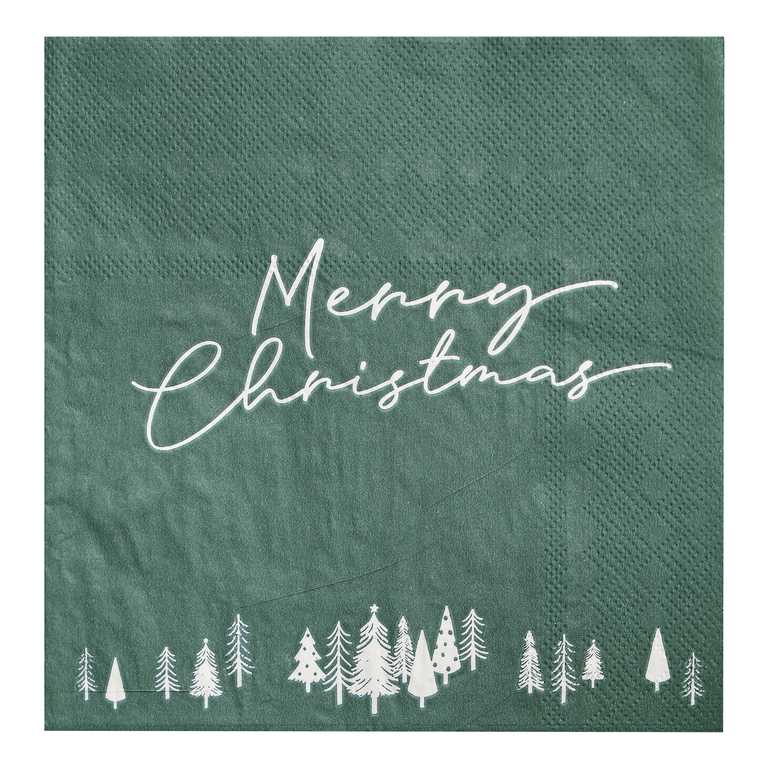 Eco-Friendly Green Merry Christmas Paper Party Napkins Serviettes