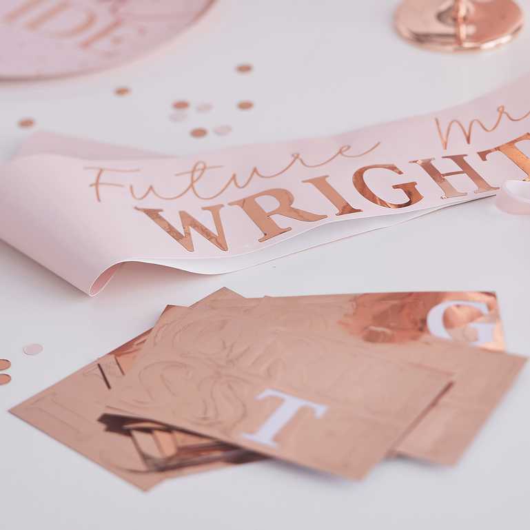 Pink Rose Gold Future Mrs Customisable Name Bridal Shower Hens Party Sash