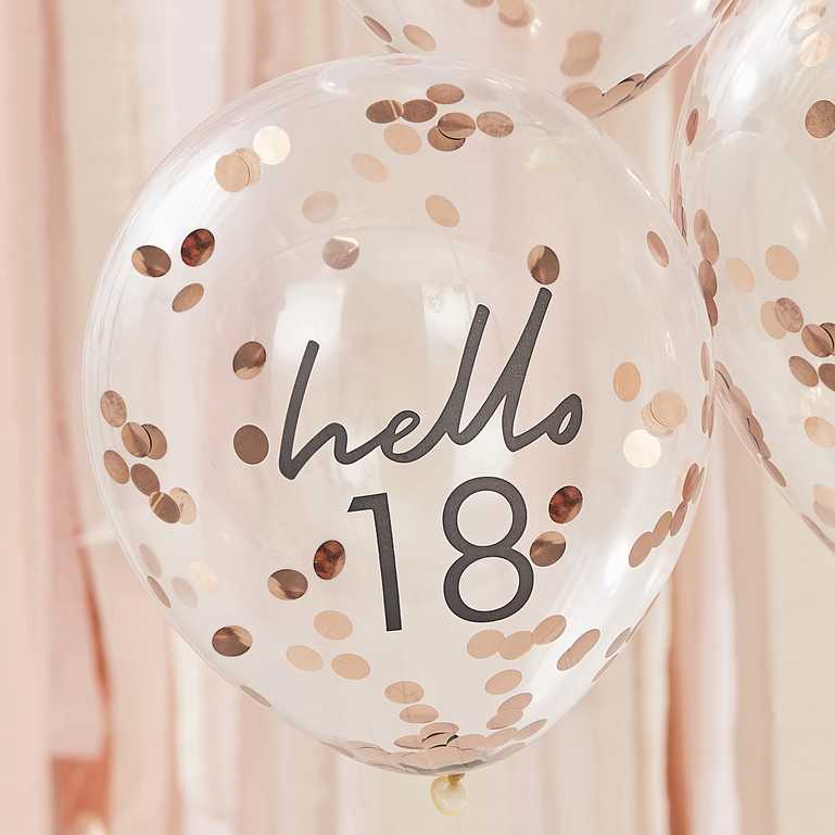 Rose Gold Confetti Hello 18 18th Birthday Party Balloons
