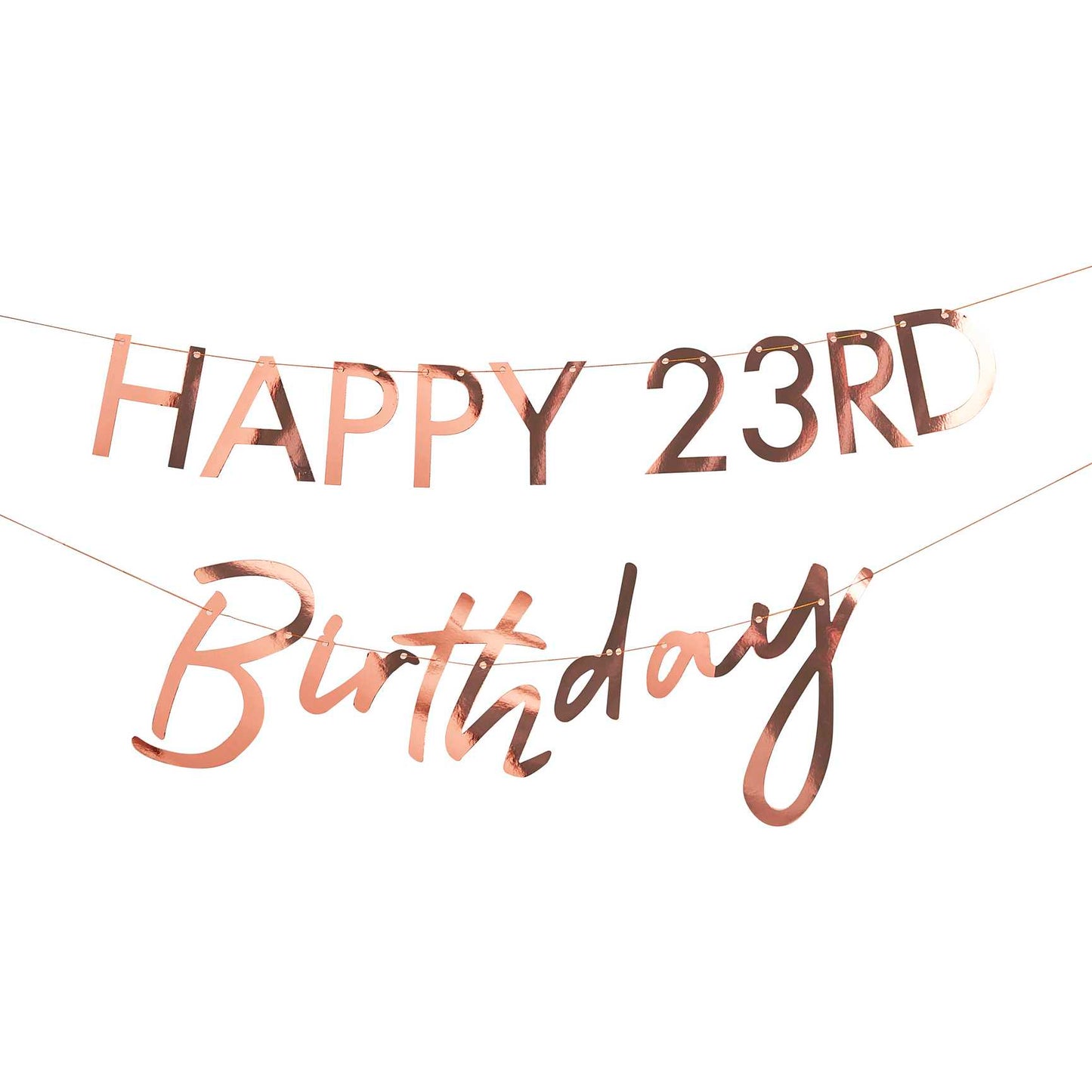 rose gold pink theme birthday party hanging banner decoration bunting words letter happy number birthday customisable personalised