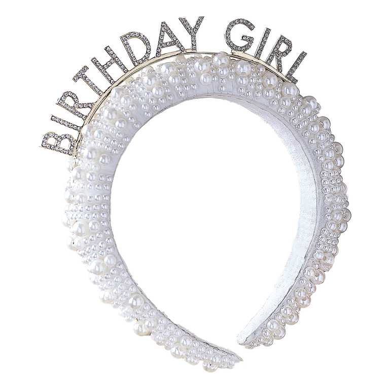 Rhinestone & Pearl Birthday Girl Headband Crown