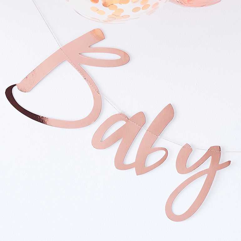 rose gold pink baby shower bunting banner writing party decorations gender reveal