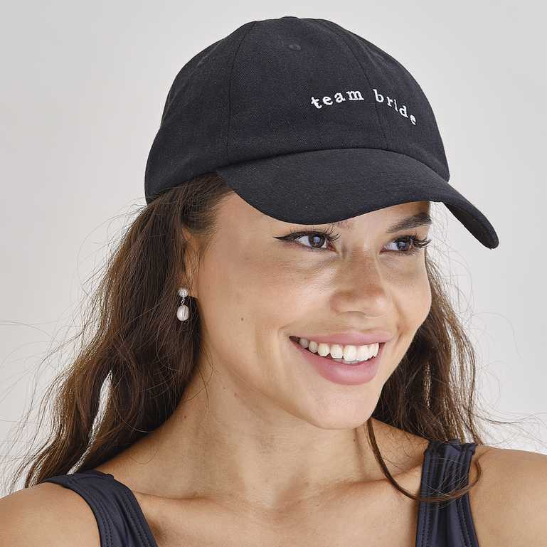 Black Team Bride Embroidered Bridesmaid Hens Party Cap Hat