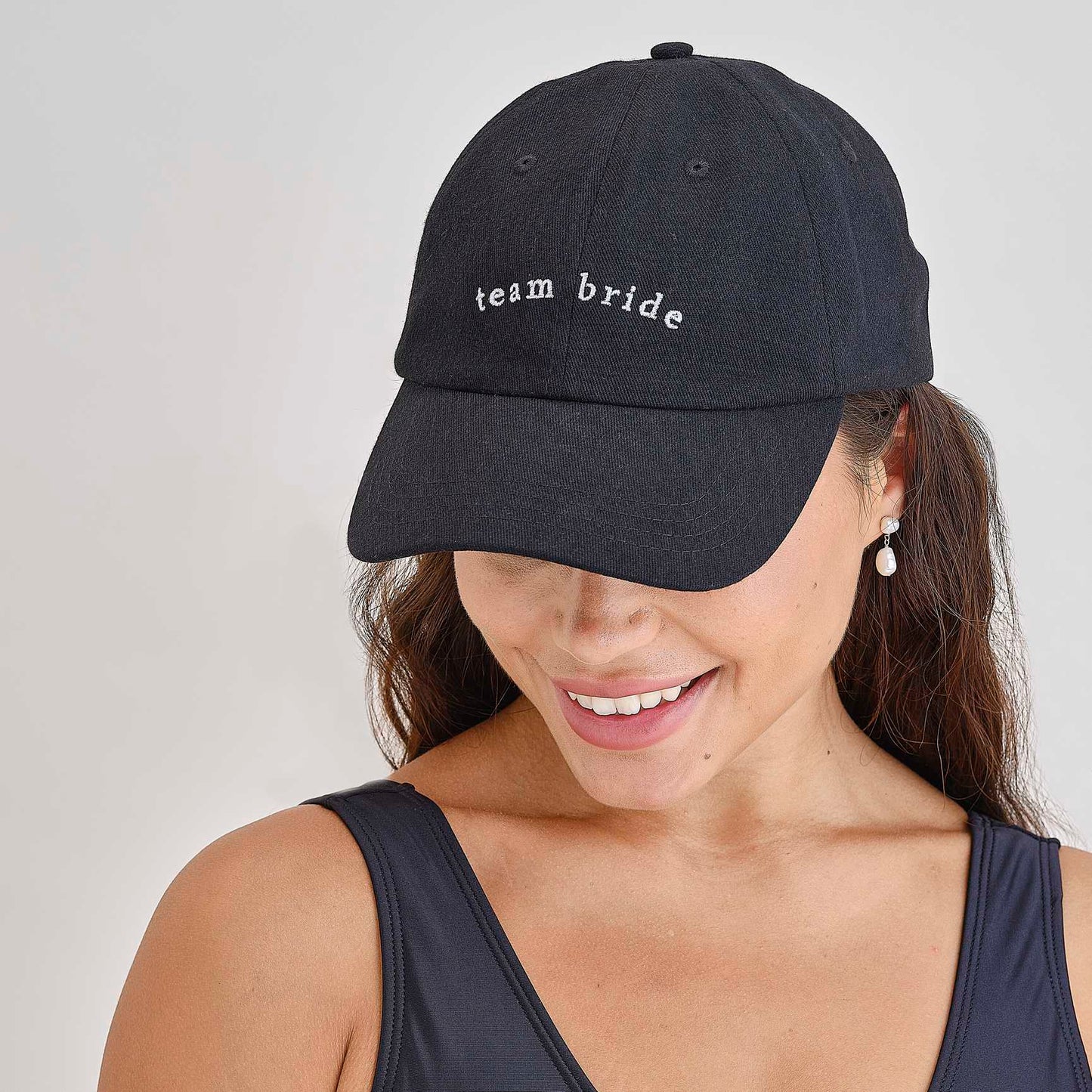 Black Team Bride Embroidered Bridesmaid Hens Party Cap Hat