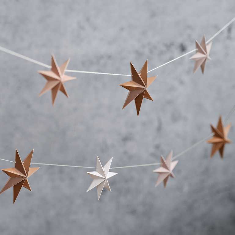 Eco-Friendly Copper Christmas Star Paper Party Bunting