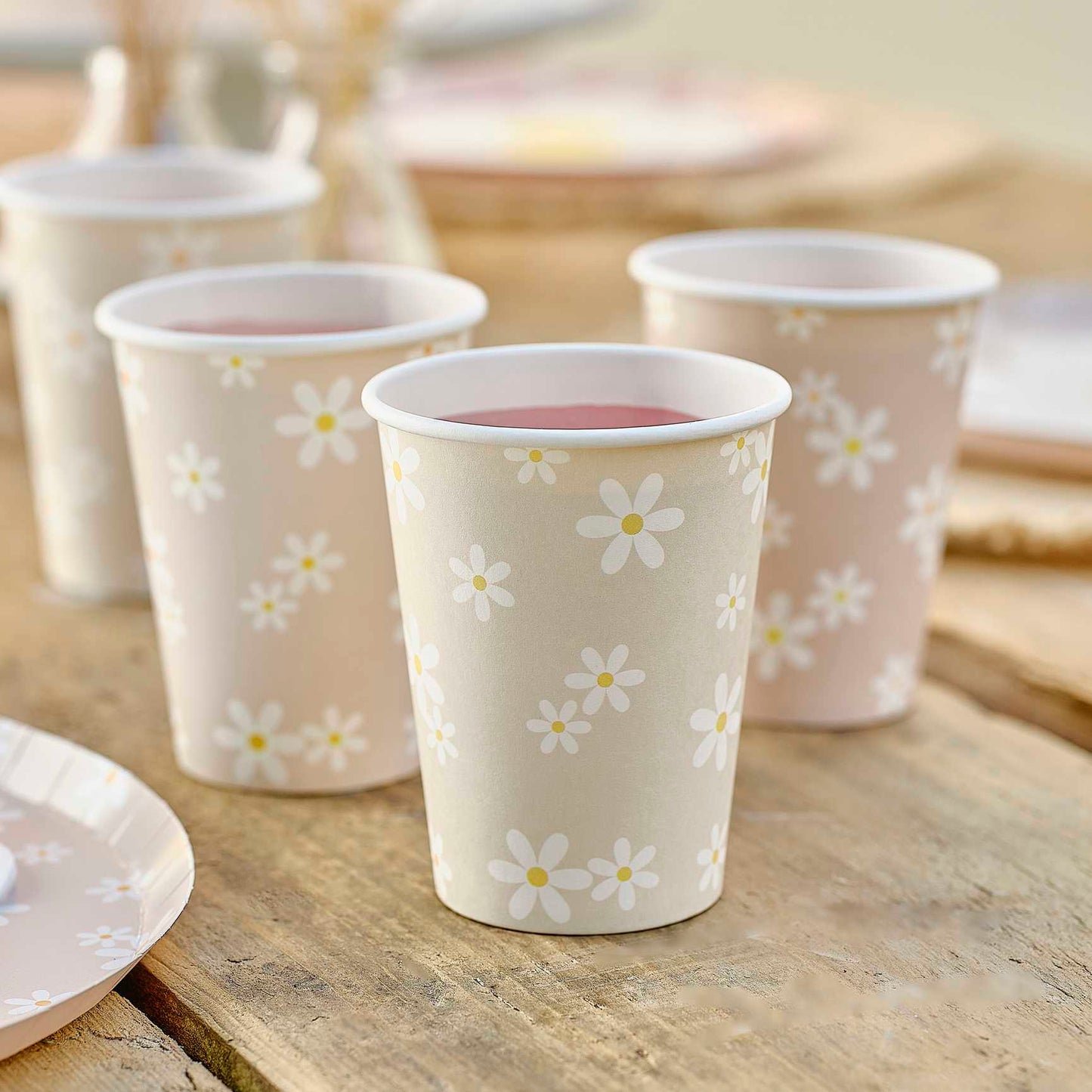 Pastel Daisy Flower Floral Paper Party Cups