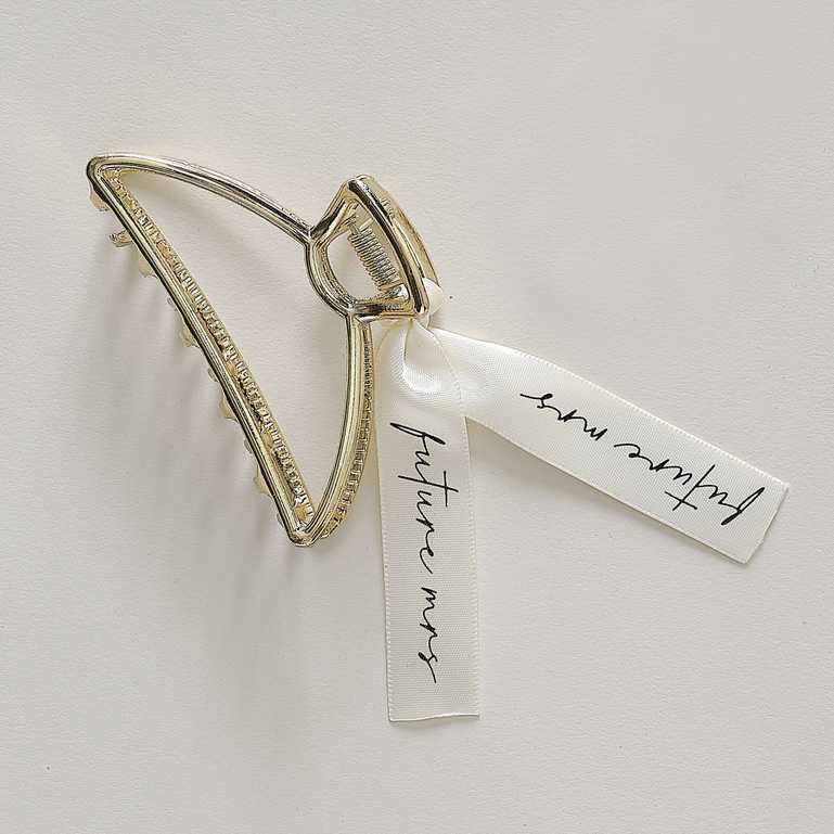 Future Mrs Gold Bride Hair Claw Clip