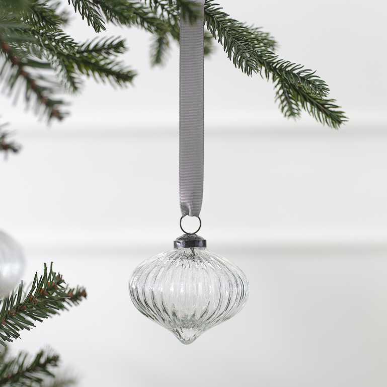 glass ribbed christmas tree bauble decorations