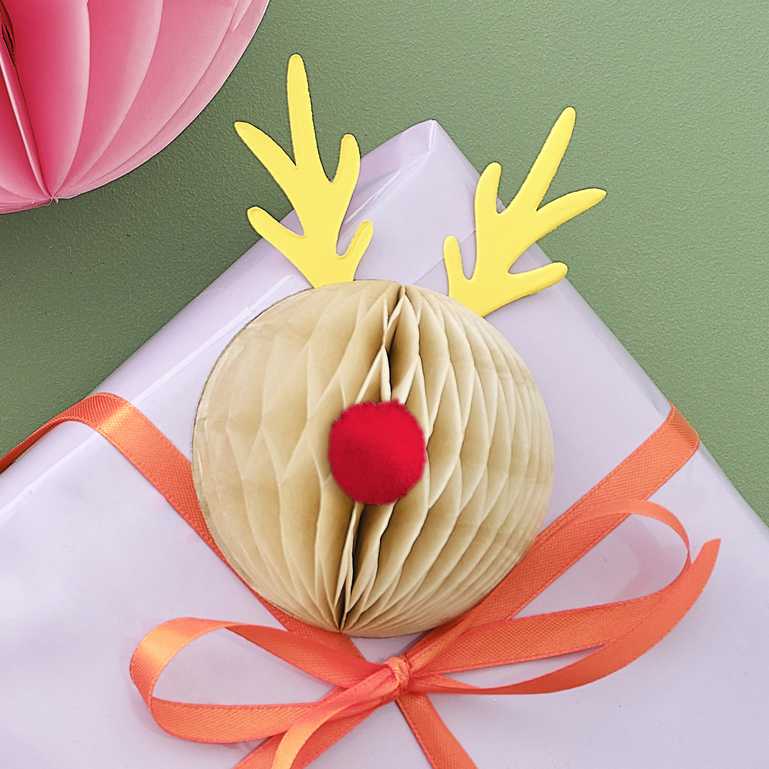 Merry & Bright Christmas Honeycomb Present Gift Toppers