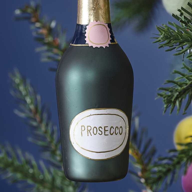 Novelty Prosecco Champagne Bottle Hanging Christmas Tree Ornament