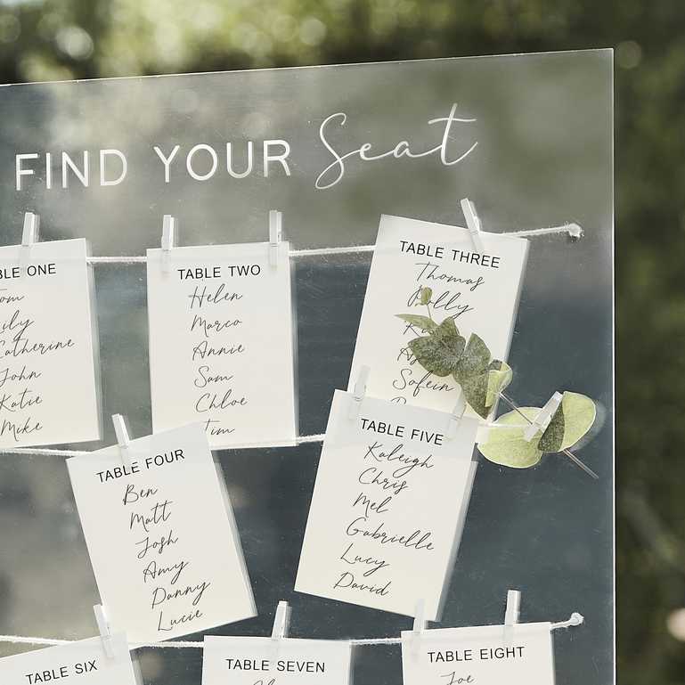 clear acrylic wedding seating chart plan sign