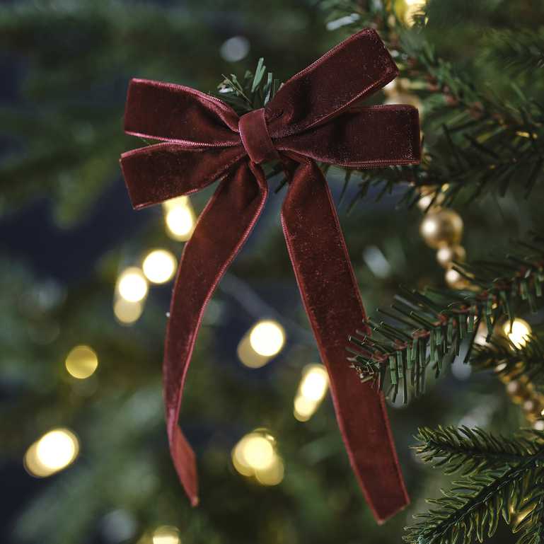 Red Velvet Christmas Tree Ribbon Decorations