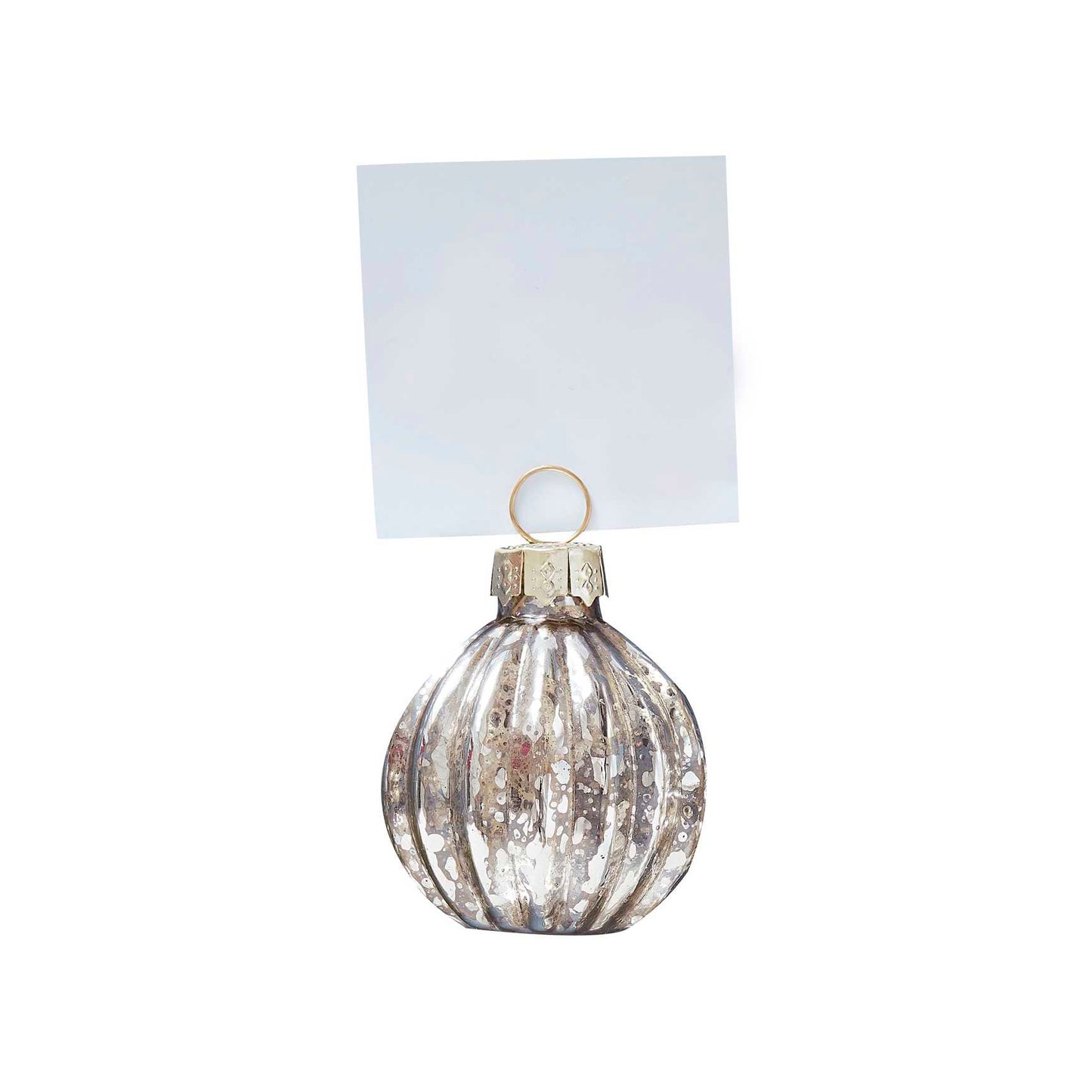 Silver Christmas Bauble Name Place Card Holders Pk 6