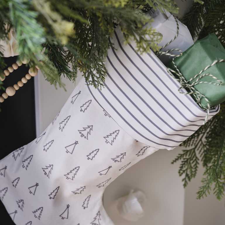 White & Grey Christmas Tree Stockings