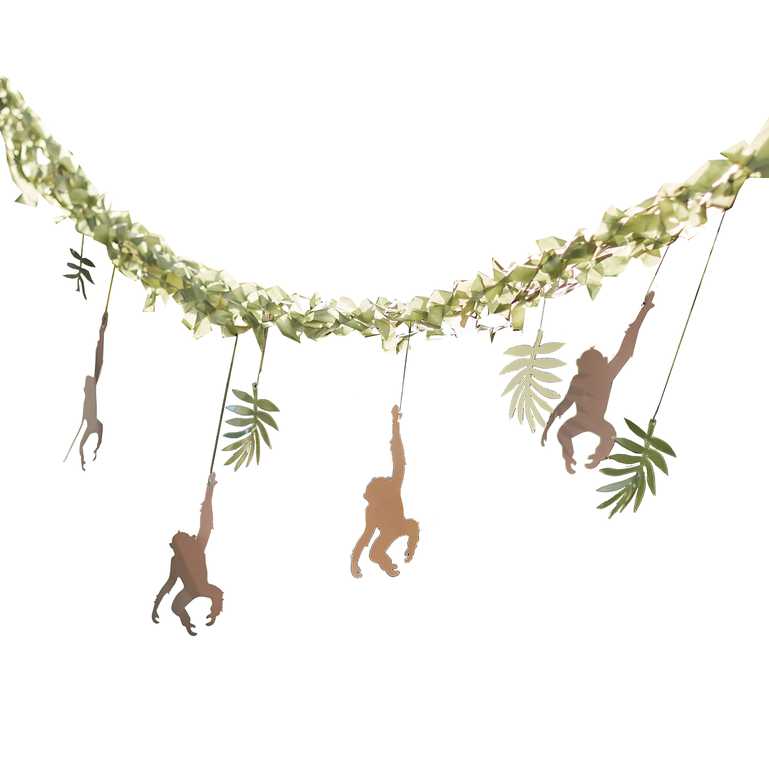 Wild Monkey & Leaf Jungle Party Backdrop Bunting