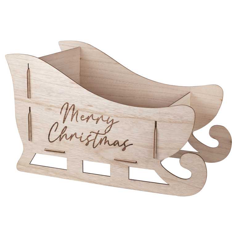 Wooden Christmas Santa Sleigh Present Gift Display Stocking Alternative