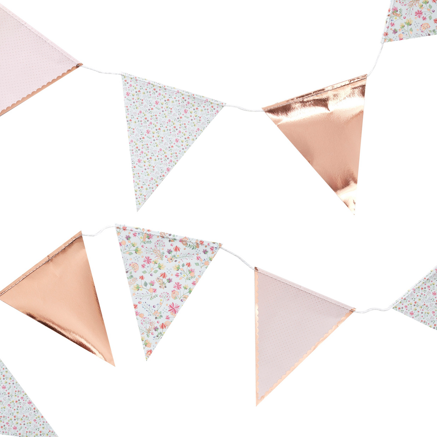 ditsy floral flower pink and rose gold party bunting banner decoration