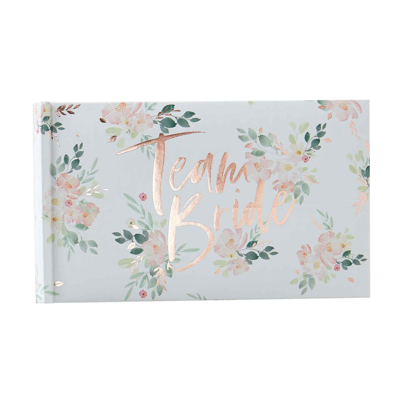 team bride rose gold floral hen bridal shower bachelorette bridal shower party photo album keepsake book gift for the bride to be