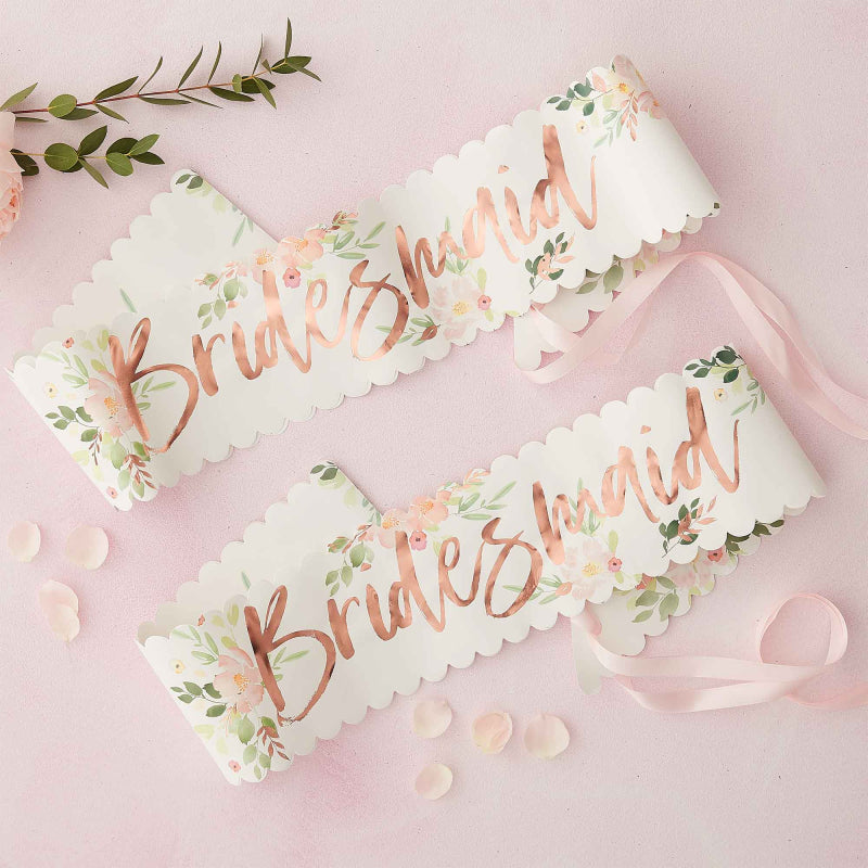 bridesmaid floral flower party sash bachelorette party bridal shower hens party gifts
