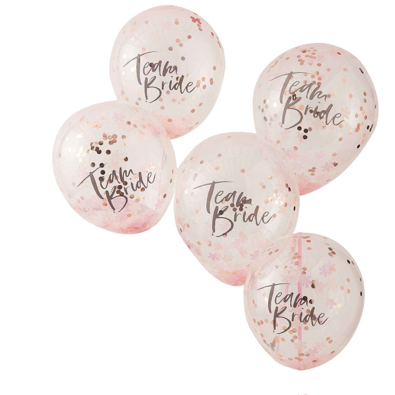 Pink Rose Gold Floral Flower Team Bride Hens Party Balloons