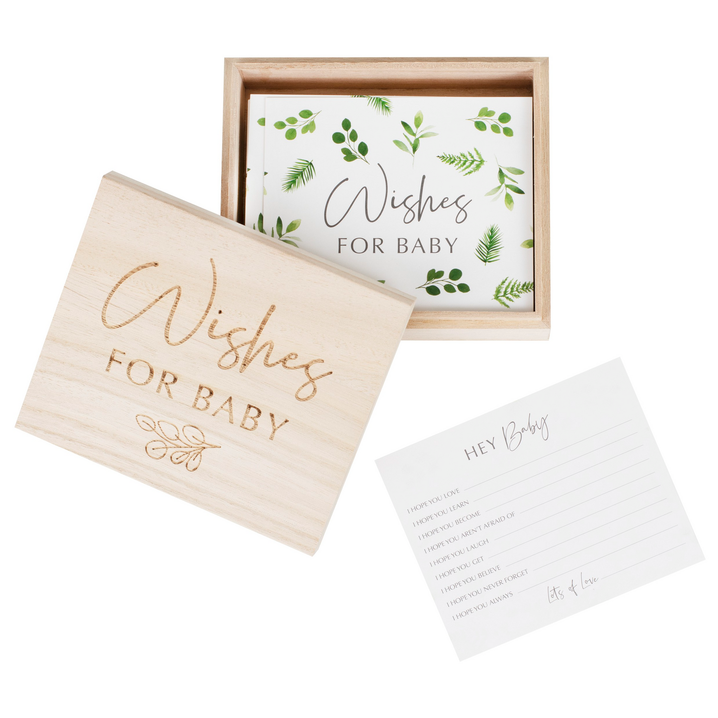 wishes for the baby baby shower game cards advice for the parent keepsake gender reveal wooden botanical box