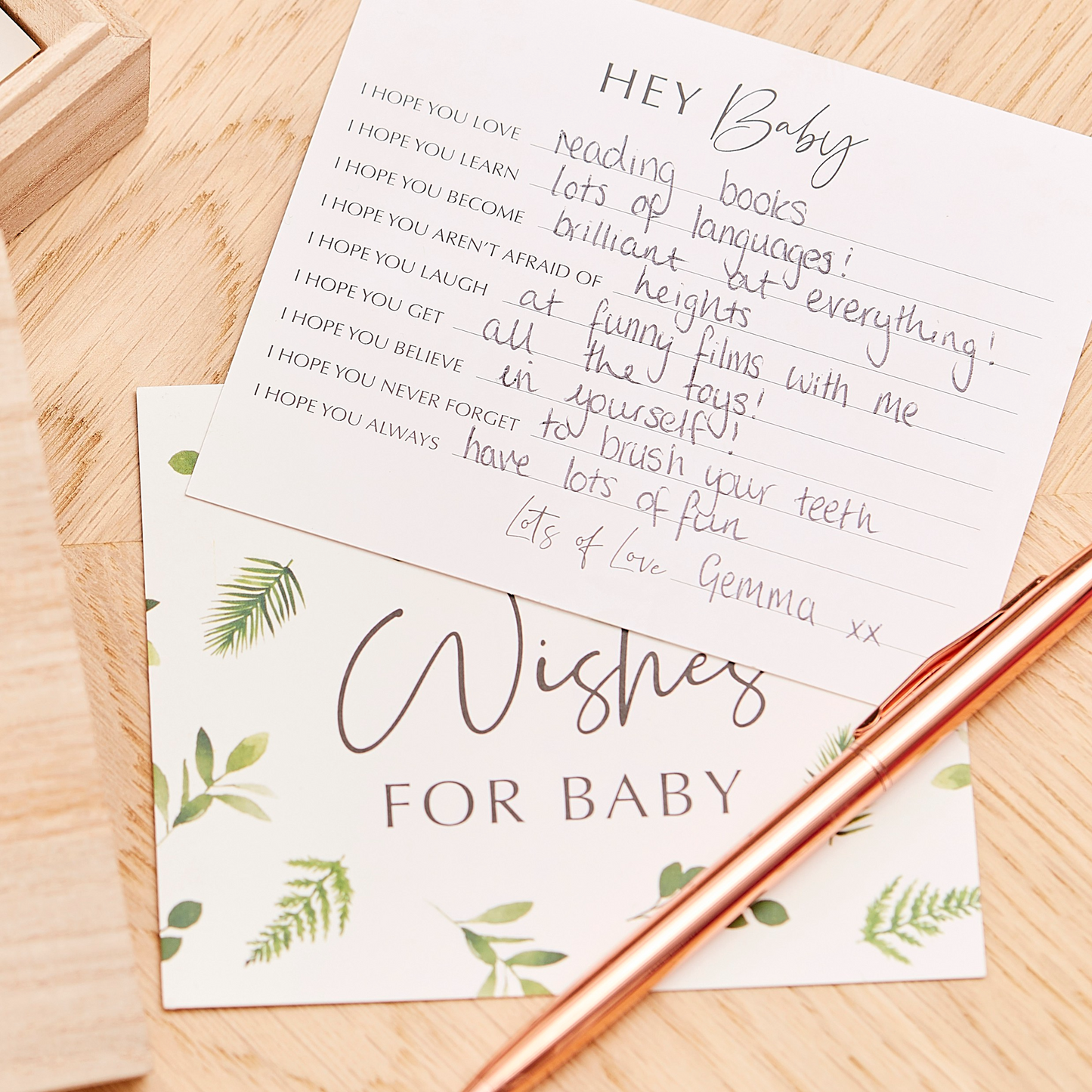 wishes for the baby baby shower game cards advice for the parent keepsake gender reveal wooden botanical box