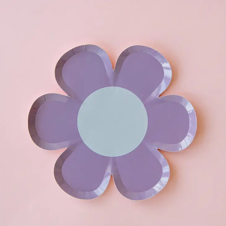 Rainbow Bloom Purple Dairy Flower Paper Party Plate