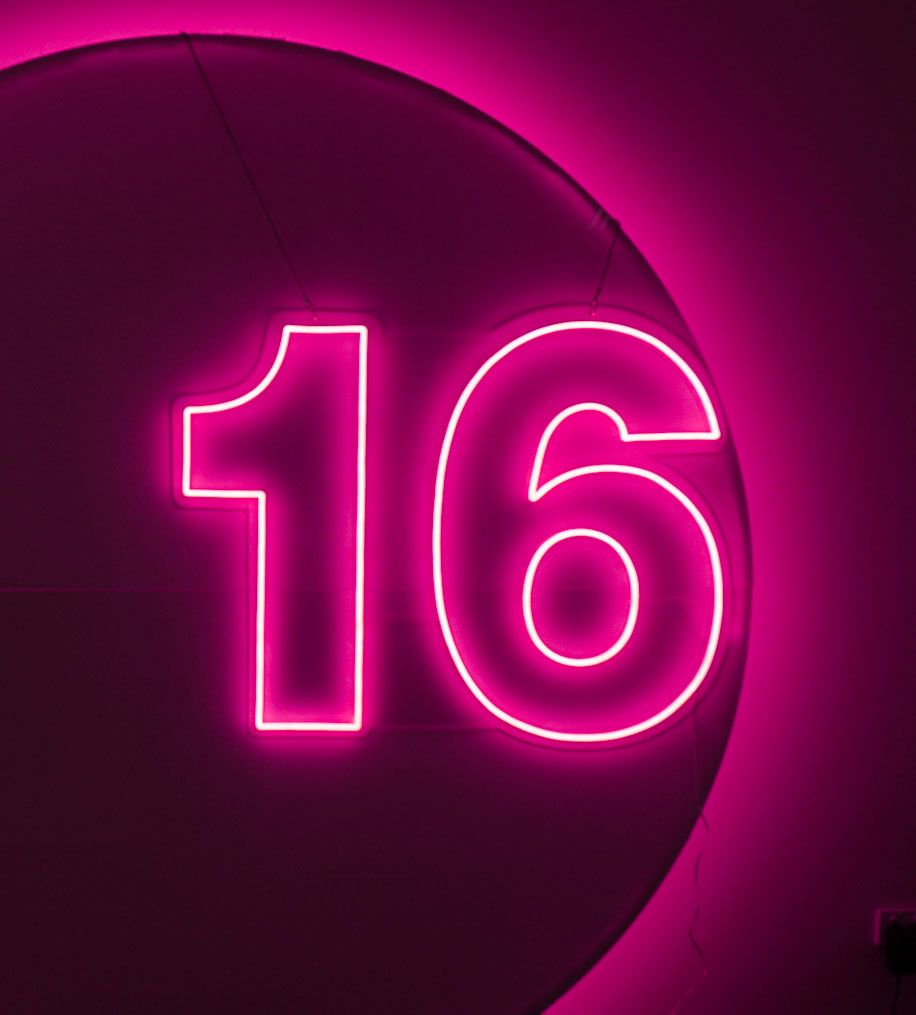 Hot Pink 16 Sixteenth Birthday Neon Sign