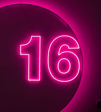 Hot Pink 16 Sixteenth Birthday Neon Sign