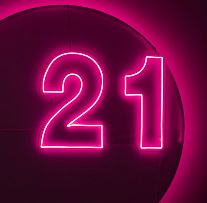 Hot Pink 21 Birthday Party Neon Light