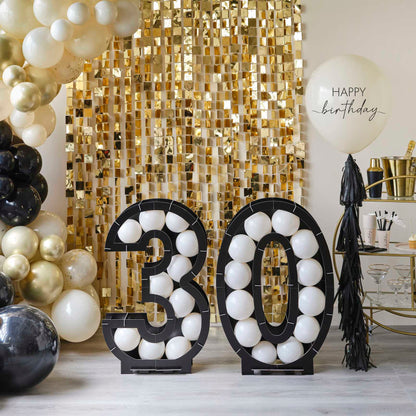 30th birthday party decoration thirty gold and black theme balloons