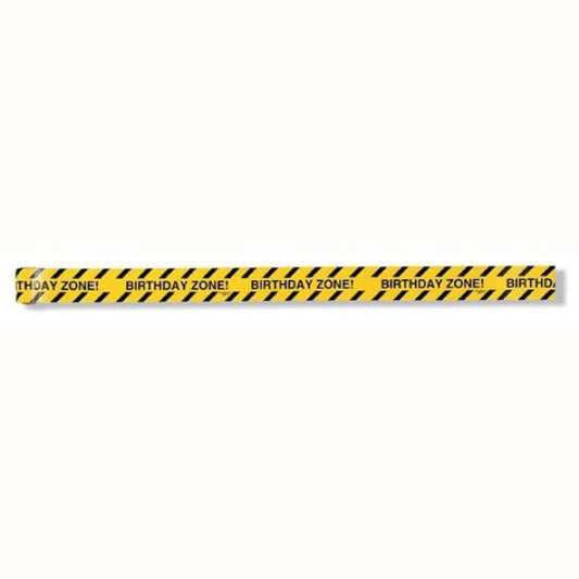 construction theme birthday party safety tape saying birthday zone yellow and black stripe