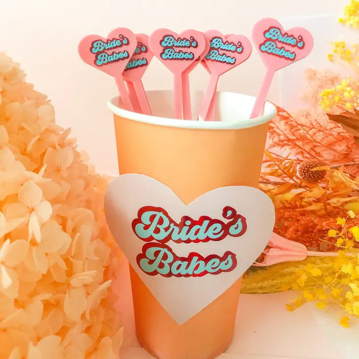 brides babes bridal shower hens party bachelorette party cocktail stirrers bright y2k groovy colours