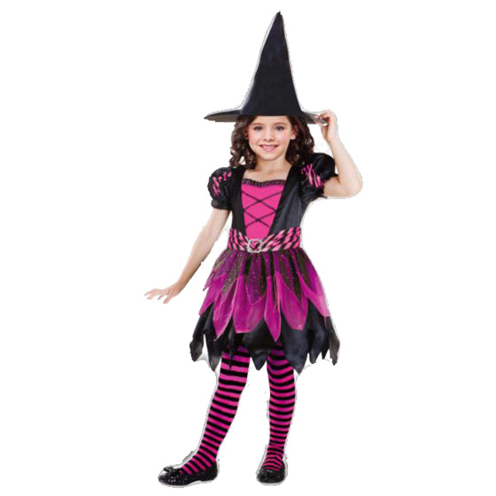 Pink Glitter Halloween Witch Kids Costume