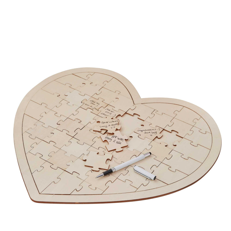 love heart jigsaw puzzle guest book keepsake wedding engagement baby shower bridal shower