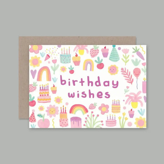 Rainbow Pastel Happy Birthday Greeting Card