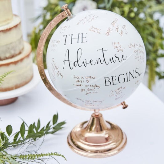 The Adventure Begins World Globe Wedding Signing Guest Book