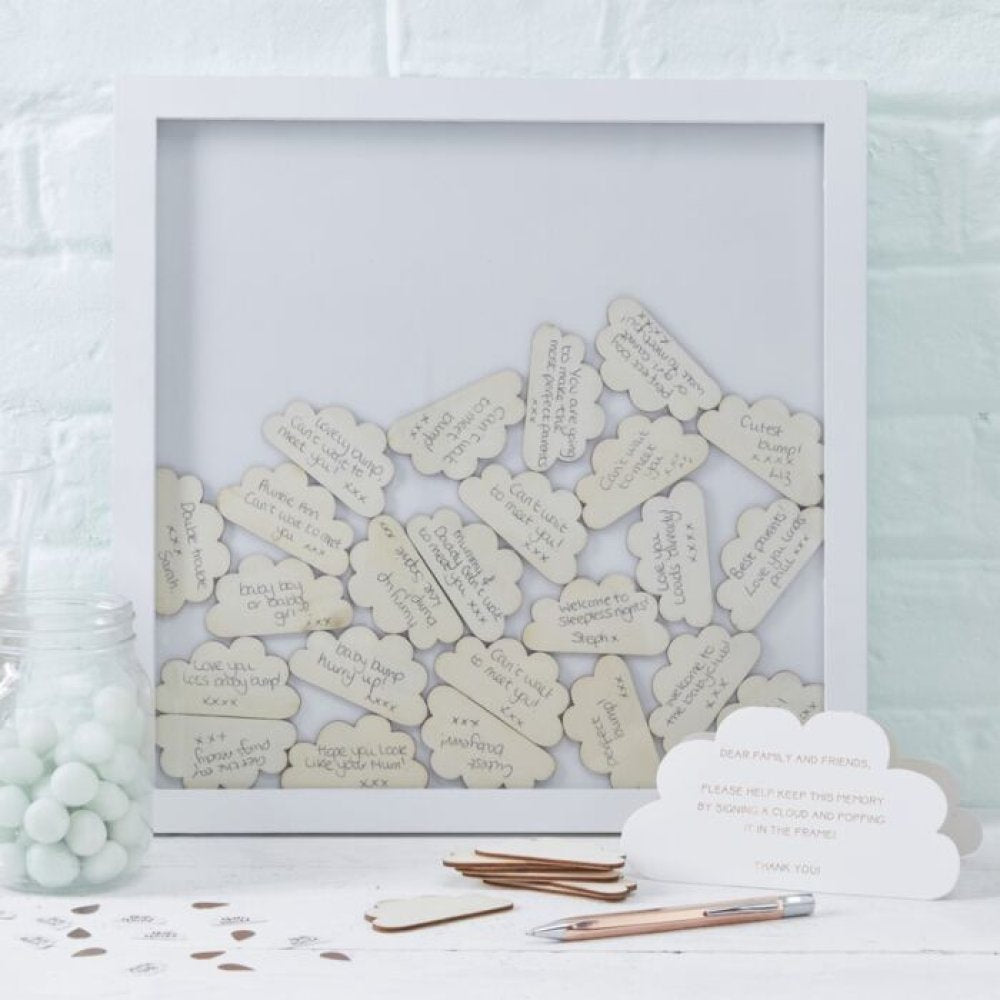 Hello World Cloud Baby Shower Memories Keepsake Frame