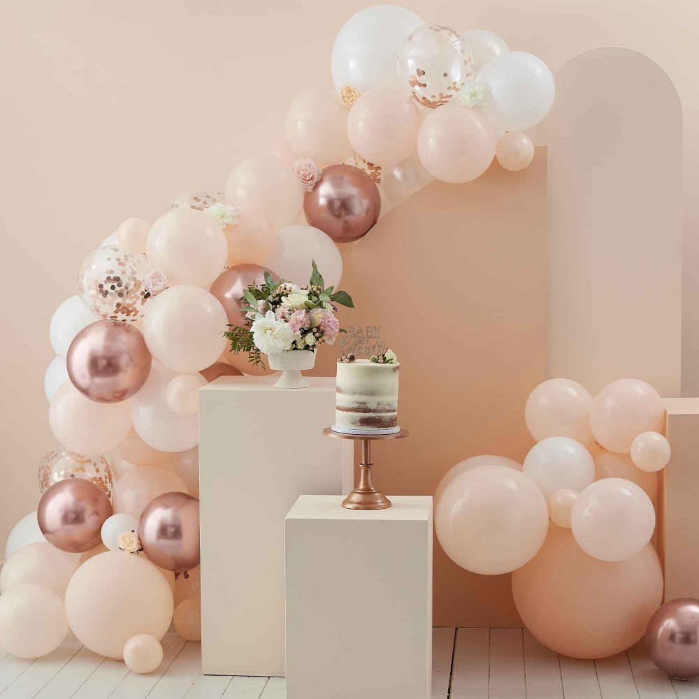 Peach White & Rose Gold DIY Balloon Garland Kit