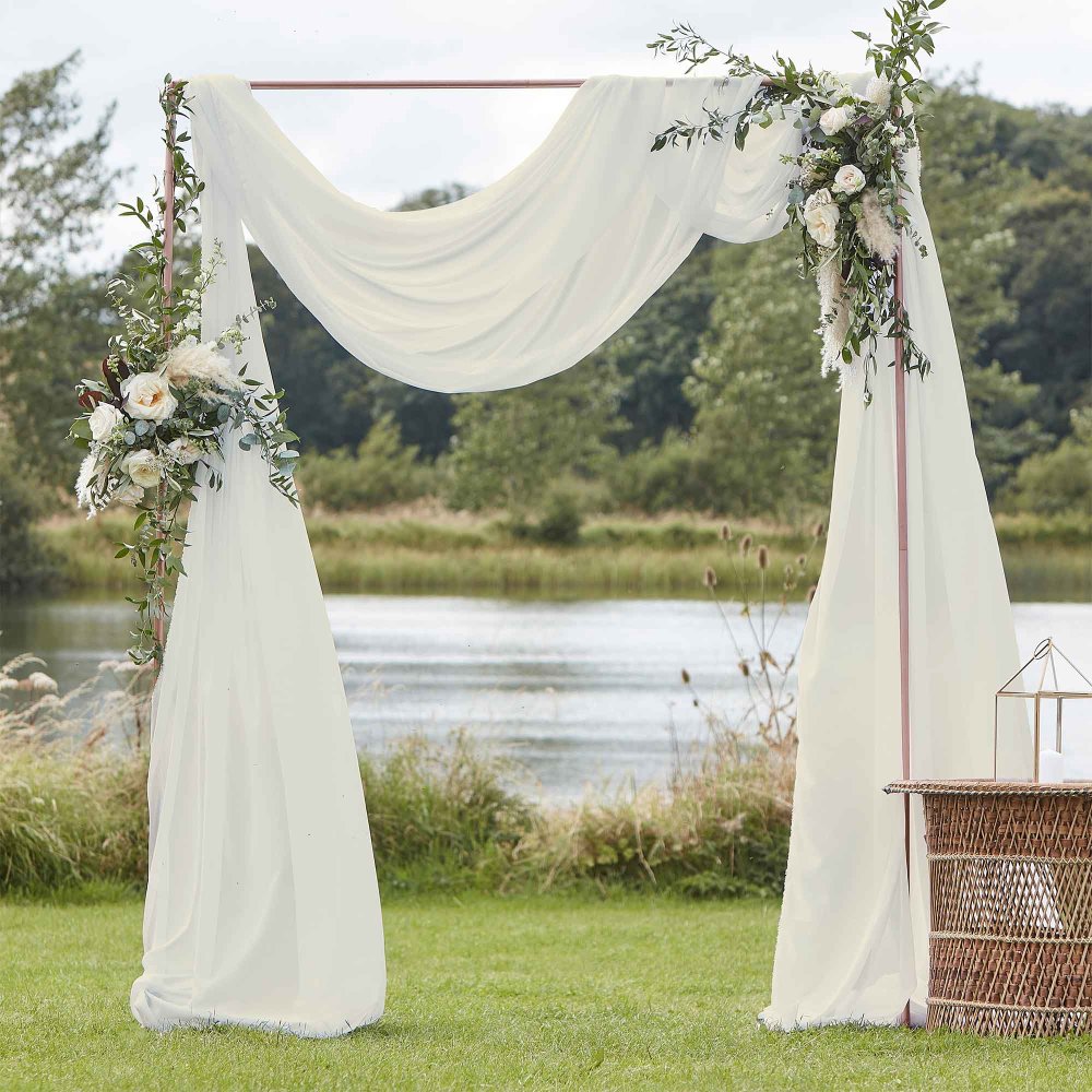 draping material wedding arbor ceremony ivory decorations