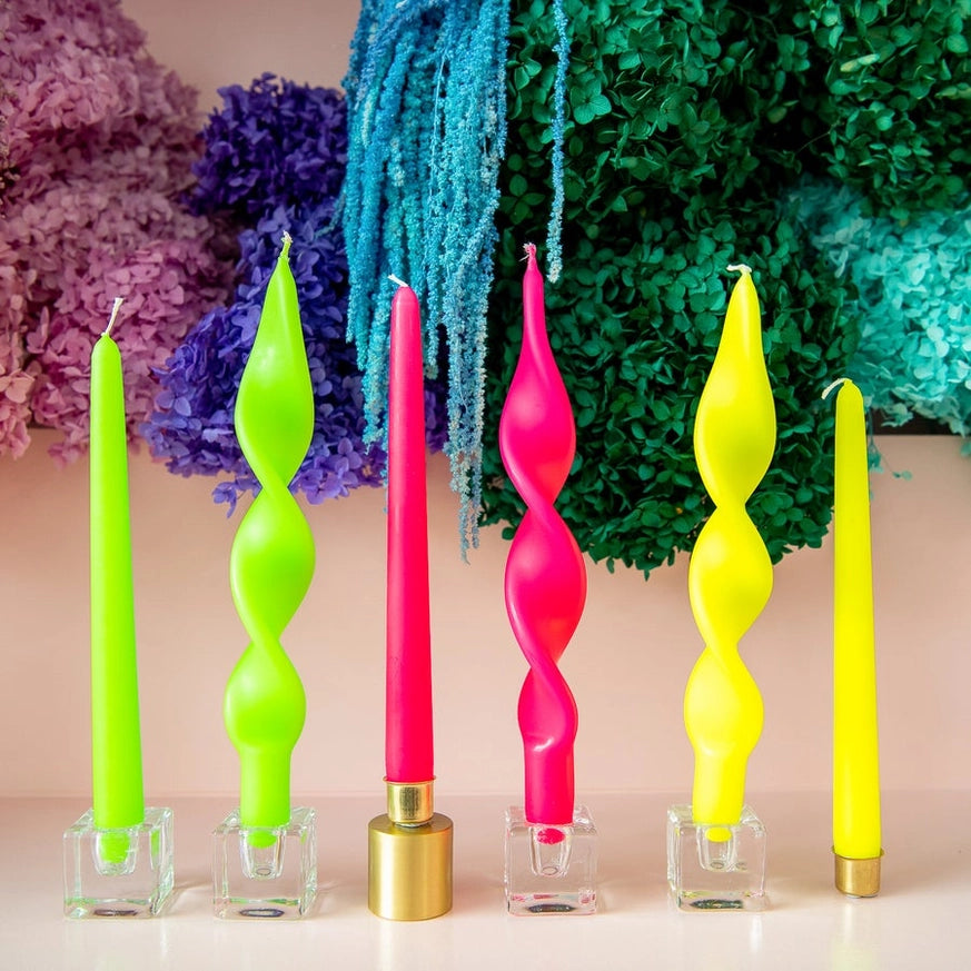 Neon Yellow Tapered Candle