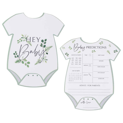 botanical baby shower baby prediction cards game gender reveal guest keepsake baby shower hey baby